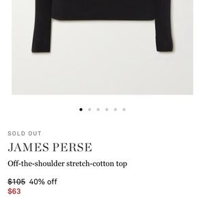 ISO James Perse Off-The-Shoulder Stretch-Cotton Top in Black